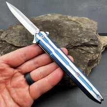Load image into Gallery viewer, STINGER - Assisted Open, Blue Steel Handles, D2 Steel Dagger Blade