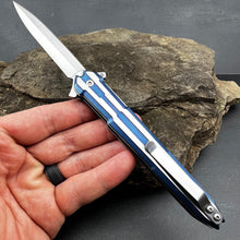 Load image into Gallery viewer, STINGER - Assisted Open, Blue Steel Handles, D2 Steel Dagger Blade