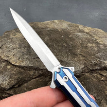 Load image into Gallery viewer, STINGER - Assisted Open, Blue Steel Handles, D2 Steel Dagger Blade