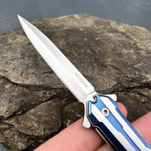 Load image into Gallery viewer, STINGER - Assisted Open, Blue Steel Handles, D2 Steel Dagger Blade