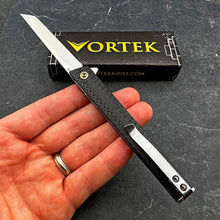 Load image into Gallery viewer, FENNEC - Black Carbon Fiber Handles, D2 Tanto Blade