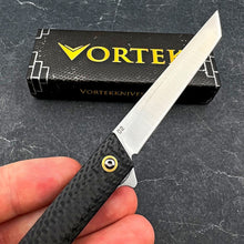 Load image into Gallery viewer, FENNEC - Black Carbon Fiber Handles, D2 Tanto Blade