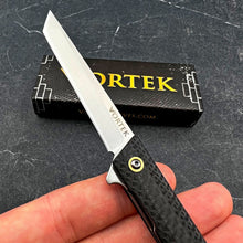 Load image into Gallery viewer, FENNEC - Black Carbon Fiber Handles, D2 Tanto Blade