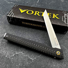 Load image into Gallery viewer, FENNEC - Black Carbon Fiber Handles, D2 Tanto Blade