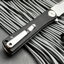 Load image into Gallery viewer, OSKAR:  Black Micarta Handles,  D2 Tool Steel Blade,  Ball Bearing Flipper Blade,  EDC Folding Pocket Knife