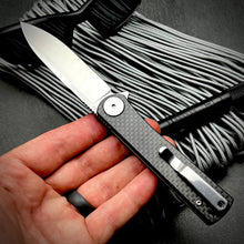 Load image into Gallery viewer, OSKAR:  Carbon Fiber Handles,  D2 Tool Steel Blade,  Ball Bearing Pivot System,  EDC Folding Pocket Knife