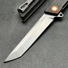 Load image into Gallery viewer, TANGO: D2 Tanto Blade, Black Micarta Handles, Ball Bearing Flipper System