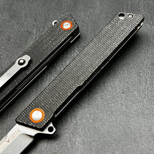 TANGO - D2 Tanto Blade, Black Micarta Handles
