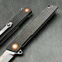 Load image into Gallery viewer, TANGO: D2 Tanto Blade, Black Micarta Handles, Ball Bearing Flipper System