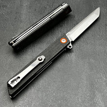 Load image into Gallery viewer, TANGO: D2 Tanto Blade, Black Micarta Handles, Ball Bearing Flipper System