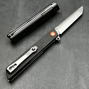 TANGO: D2 Tanto Blade, Black Micarta Handles, Ball Bearing Flipper System