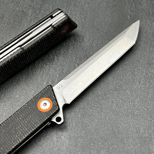 TANGO: D2 Tanto Blade, Black Micarta Handles, Ball Bearing Flipper System