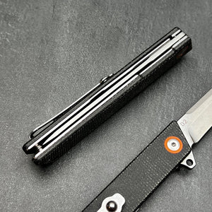 TANGO: D2 Tanto Blade, Black Micarta Handles, Ball Bearing Flipper System