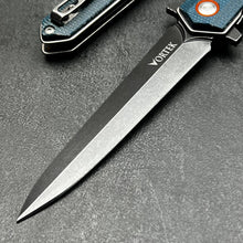 Load image into Gallery viewer, KEELA: D2 Dagger Blade, Blue Micarta Handles, Ball Bearing Flipper System