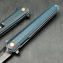 Load image into Gallery viewer, KEELA: D2 Dagger Blade, Blue Micarta Handles, Ball Bearing Flipper System