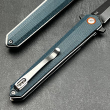 Load image into Gallery viewer, KEELA: D2 Dagger Blade, Blue Micarta Handles, Ball Bearing Flipper System