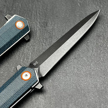 Load image into Gallery viewer, KEELA: D2 Dagger Blade, Blue Micarta Handles, Ball Bearing Flipper System