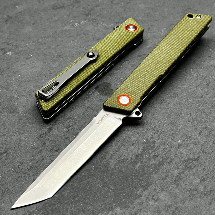 TANGO - D2 Tanto Blade, Green Micarta Handles