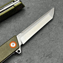 Load image into Gallery viewer, TANGO - D2 Tanto Blade, Green Micarta Handles