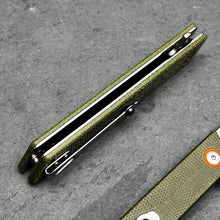 Load image into Gallery viewer, TANGO - D2 Tanto Blade, Green Micarta Handles