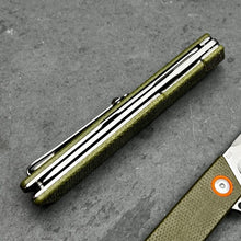 Load image into Gallery viewer, TANGO: D2 Tanto Blade, Green Micarta Handles, Ball Bearing Flipper System