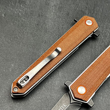 Load image into Gallery viewer, KEELA: D2 Dagger Blade, Brown Micarta Handles, Ball Bearing Flipper System