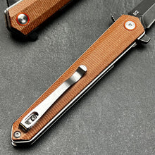 Load image into Gallery viewer, KEELA: D2 Dagger Blade, Brown Micarta Handles, Ball Bearing Flipper System