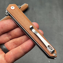 Load image into Gallery viewer, KEELA: D2 Dagger Blade, Brown Micarta Handles, Ball Bearing Flipper System