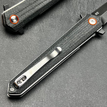 Load image into Gallery viewer, KEELA: D2 Dagger Blade, Black Micarta Handles, Ball Bearing Flipper System