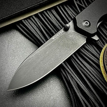 Load image into Gallery viewer, AXEL:  Black G10 Handles,  9Cr18MoV Blade,  Ball Bearing Pivot System,  EDC Folding Pocket Knife