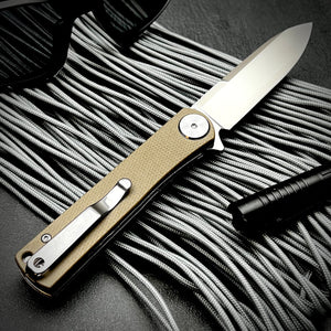 OSKAR:  Brown Micarta Handles,  D2 Steel Blade,  Ball Bearing Pivot System,   EDC Folding Pocket Knife