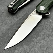 Load image into Gallery viewer, BURST: Green Micarta Handles, D2 Carbon Steel Blade, Ball Bearing Flipper Pivot System