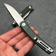 Load image into Gallery viewer, BURST: Green Micarta Handles, D2 Carbon Steel Blade, Ball Bearing Flipper Pivot System