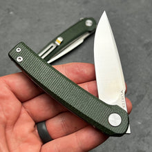 Load image into Gallery viewer, BURST: Green Micarta Handles, D2 Carbon Steel Blade, Ball Bearing Flipper Pivot System