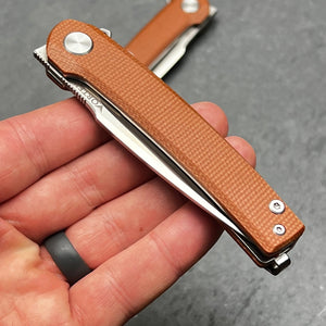 BURST: Brown Micarta Handles, D2 Carbon Steel Blade, Fast Open Ball Bearing Flipper Pivot System