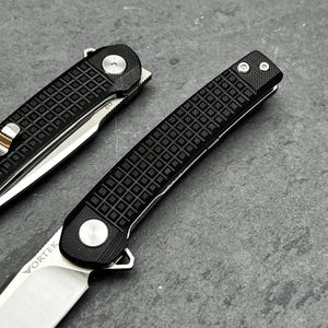 BURST: Black G10 Handles, Fast Open Ball Bearing Flipper Pivot System, D2 Carbon Tool Steel Blade