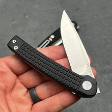 Load image into Gallery viewer, BURST: Black G10 Handles, Fast Open Ball Bearing Flipper Pivot System, D2 Carbon Tool Steel Blade