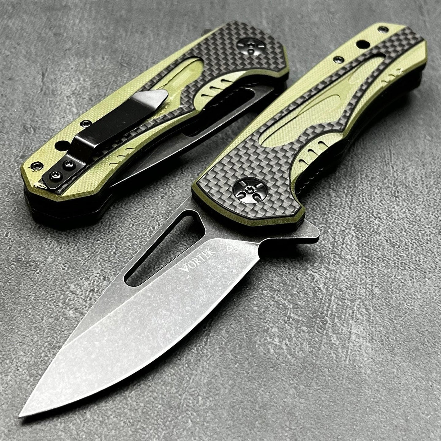 EMBER - Carbon Fiber Handles, D2 Drop Point Blade