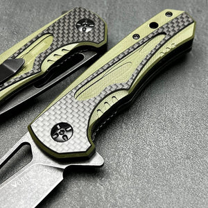 EMBER: Carbon Fiber Handles, D2 Drop Point Blade, Ball Bearing Flipper System