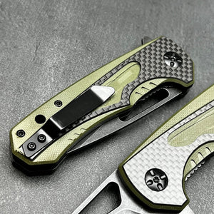 EMBER: Carbon Fiber Handles, D2 Drop Point Blade, Ball Bearing Flipper System