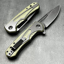 Load image into Gallery viewer, EMBER: Carbon Fiber Handles, D2 Drop Point Blade, Ball Bearing Flipper System