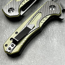 Load image into Gallery viewer, EMBER: Carbon Fiber Handles, D2 Drop Point Blade, Ball Bearing Flipper System