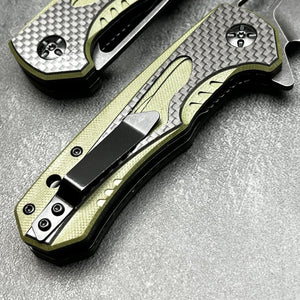 EMBER: Carbon Fiber Handles, D2 Drop Point Blade, Ball Bearing Flipper System