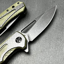 Load image into Gallery viewer, EMBER: Carbon Fiber Handles, D2 Drop Point Blade, Ball Bearing Flipper System