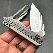 Load image into Gallery viewer, CHAR - Carbon Fiber Handles, D2 Drop Point Blade