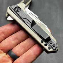 Load image into Gallery viewer, CHAR:  Carbon Fiber Handles,  D2 Drop Point Blade,  Fast Ball Bearing Flipper System, EDC Folding Pocket Knife