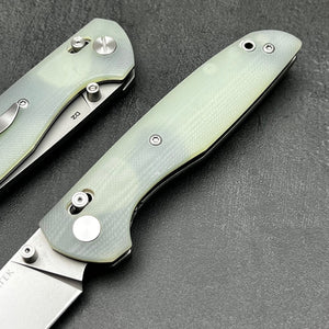 FOCAL: Jade G10 Handles, D2 Drop Point Blade, Axis lock Safety System, EDC Large Folding Pocket Knife