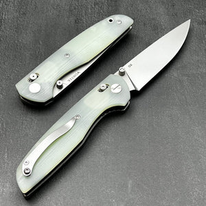 FOCAL: Jade G10 Handles, D2 Drop Point Blade, Axis lock Safety System, EDC Large Folding Pocket Knife