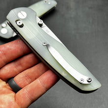 Load image into Gallery viewer, FOCAL: Jade G10 Handles, D2 Drop Point Blade, Axis lock Safety System, EDC Large Folding Pocket Knife