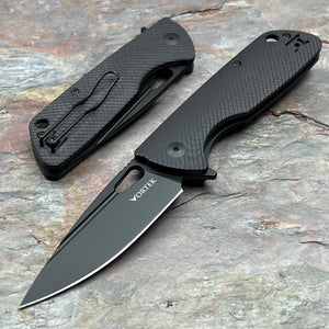 MAGE - Black G10 Handles, Black D2 Drop Point Blade